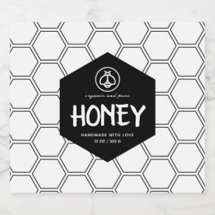 Étiquette Pour Bouteilles De Bière Miel noir et blanc produit Étiquette de pot