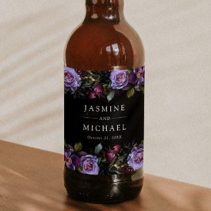 Étiquette Pour Bouteilles De Bière Moody Gothic Purple Floral Mariage