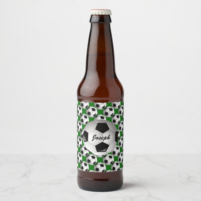 Étiquette Pour Bouteilles De Bière Motif de football personnalisé (Devant)
