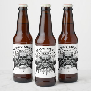 ÉTIQUETTE POUR BOUTEILLES DE BIÈRE MOTIF HEAVY METAL ROCK