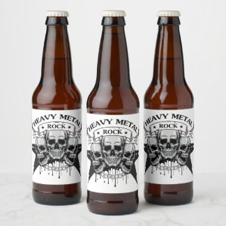 ÉTIQUETTE POUR BOUTEILLES DE BIÈRE MOTIF HEAVY METAL ROCK