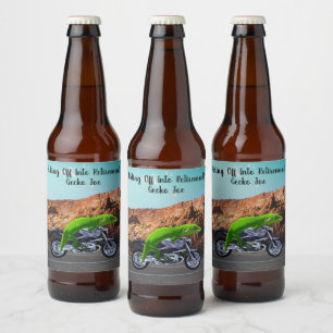 Étiquette Pour Bouteilles De Bière Moto Gecko Joe