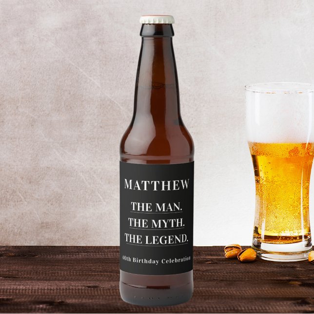 Étiquette Pour Bouteilles De Bière Mythe de l'homme légende photo fête d'anniversaire (Créateur téléchargé)