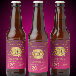 Étiquette Pour Bouteilles De Bière Né en 2005 20e anniversaire Étiquette de bière ros