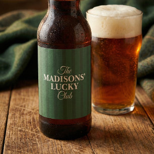 Étiquette Pour Bouteilles De Bière Nom de famille Lucky St Patricks Green