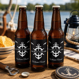 Étiquette Pour Bouteilles De Bière Nom du bateau personnalisé Ancre de roue du navire