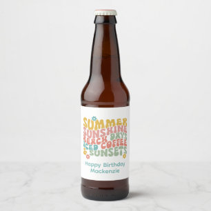 Étiquette Pour Bouteilles De Bière Nom du monogramme rose d'été Super