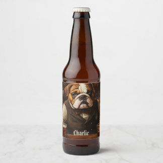 Étiquette Pour Bouteilles De Bière Nom personnalisé Bulldog Bartender