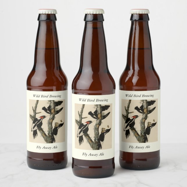 Étiquette Pour Bouteilles De Bière Oiseaux d'Amérique du pic à l'ivoire (Bouteilles)