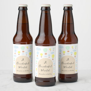 Étiquette Pour Bouteilles De Bière Onederder World Hot Air Balloon 1er anniversaire