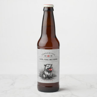 Étiquette Pour Bouteilles De Bière Opossum de Noël Poubelle Branché Mâchant un Orneme