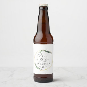 Étiquette Pour Bouteilles De Bière or géométrique élégant aquarelle feuillage