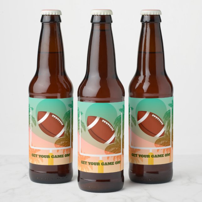 Étiquette Pour Bouteilles De Bière Palmiers et football en haut (Bouteilles)
