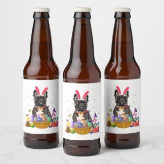 Étiquette Pour Bouteilles De Bière Panier d'oeufs de Pâques pour chien-taureau frança