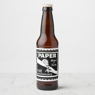 Étiquette Pour Bouteilles De Bière Papier traditionnel 1er anniversaire mariage