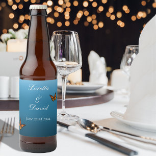 Étiquette Pour Bouteilles De Bière Papillons Monarque Blue Ombre