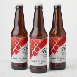 Étiquette Pour Bouteilles De Bière Parties scintillant rouge et blanche