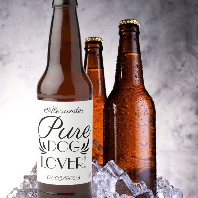 Étiquette Pour Bouteilles De Bière Personnalisé "Amoureux des chiens pur" (Personalized "Pure Dog Lover" Beer Bottle Label)