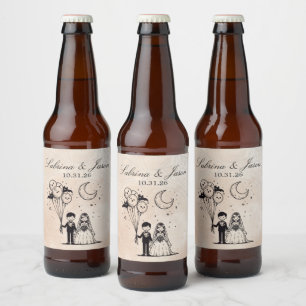 Étiquette Pour Bouteilles De Bière Petit couple éffrayant