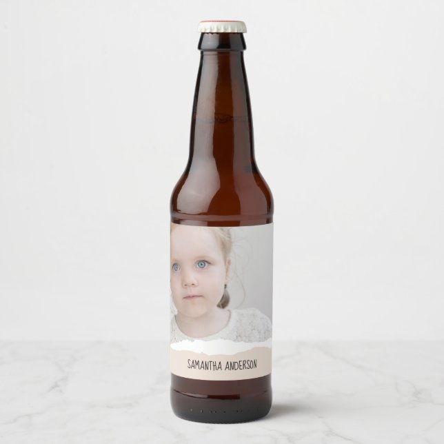 Étiquette Pour Bouteilles De Bière Photo et Perosnalized Text pink (Devant)