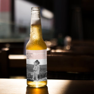 Étiquette Pour Bouteilles De Bière Photo moderne Pastel Pink Famille Beau Cadeau