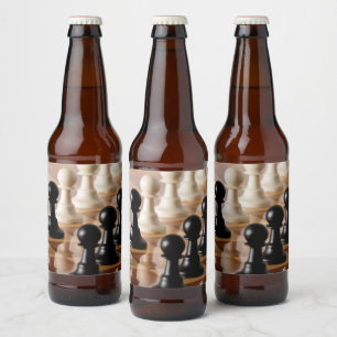 Étiquette Pour Bouteilles De Bière Pions sur le tableau d'échecs