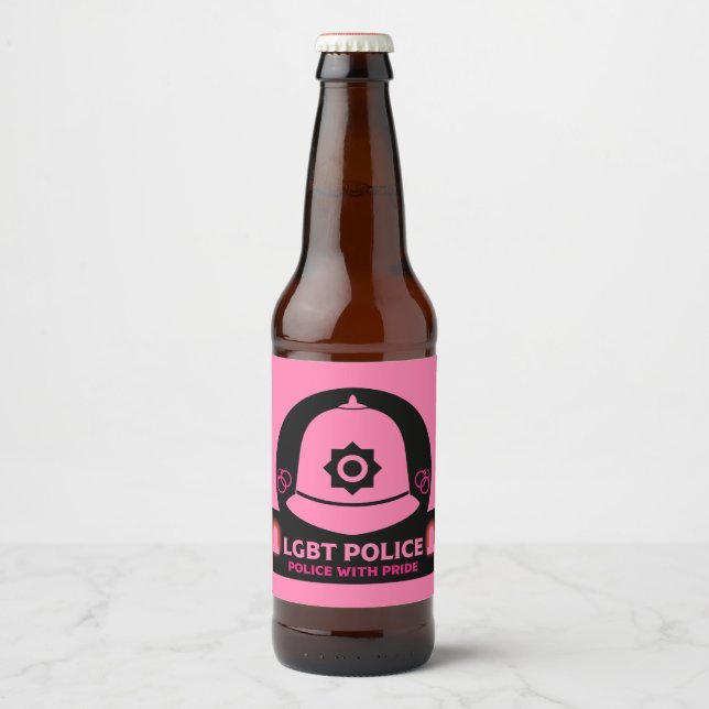 Étiquette Pour Bouteilles De Bière Police Gay pride LGBT+ (Devant)