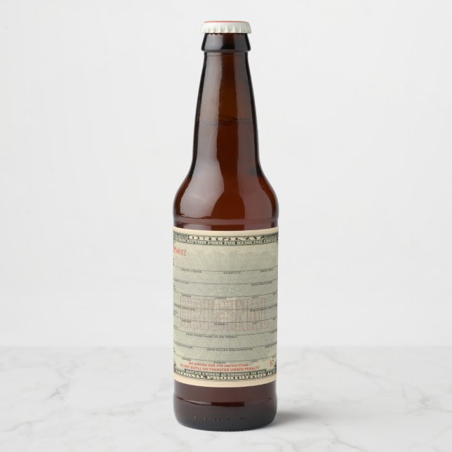 Étiquette Pour Bouteilles De Bière Prescription pour Liquor Médicale. Interdiction. (Devant)