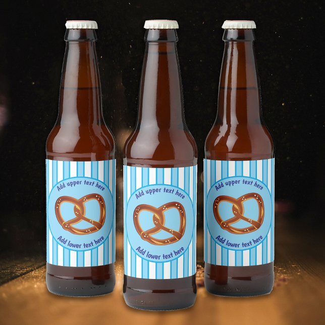 Étiquette Pour Bouteilles De Bière Pretzel sur Bavarois Bleu / Blancs - votre tex (Créateur téléchargé)