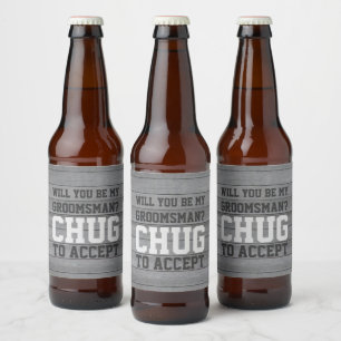 Étiquette Pour Bouteilles De Bière Proposition du Groomsman Chug pour accepter Funny