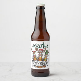 Étiquette Pour Bouteilles De Bière Reinbeer personnalisée de Noël