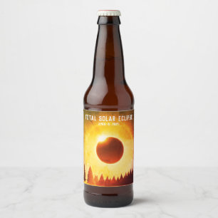 Étiquette Pour Bouteilles De Bière Rétro Total éclipse solaire 8 avril 2024 paysage