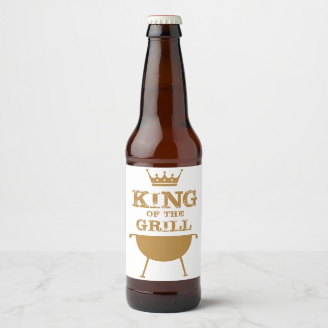 Étiquette Pour Bouteilles De Bière Roi Du Grill, Or (Devant)