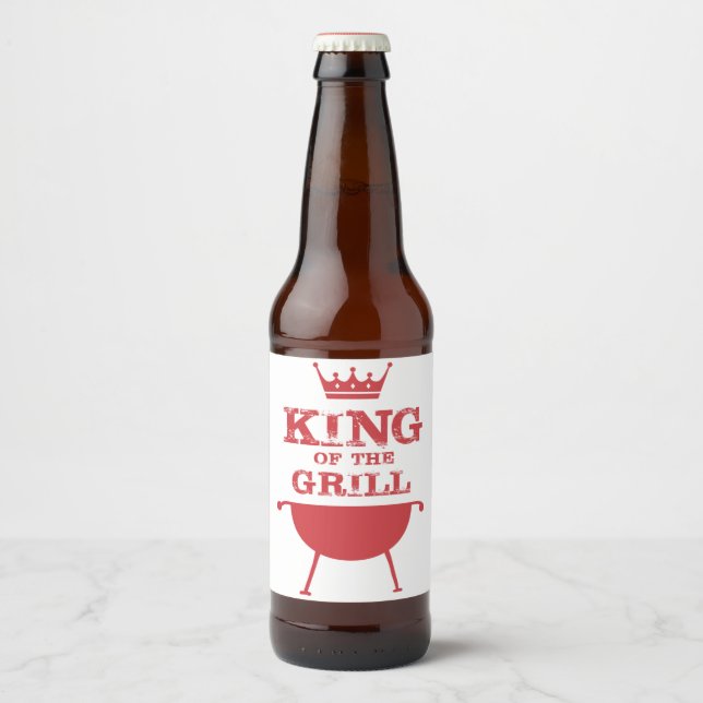 Étiquette Pour Bouteilles De Bière Roi Du Grill, Rouge (Devant)