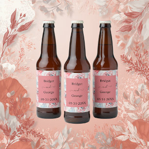 Étiquette Pour Bouteilles De Bière rose apricot fleuri apricot mariage