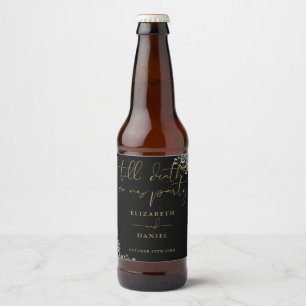 Étiquette Pour Bouteilles De Bière Rose Noir Et Or Floral Mariage gothique