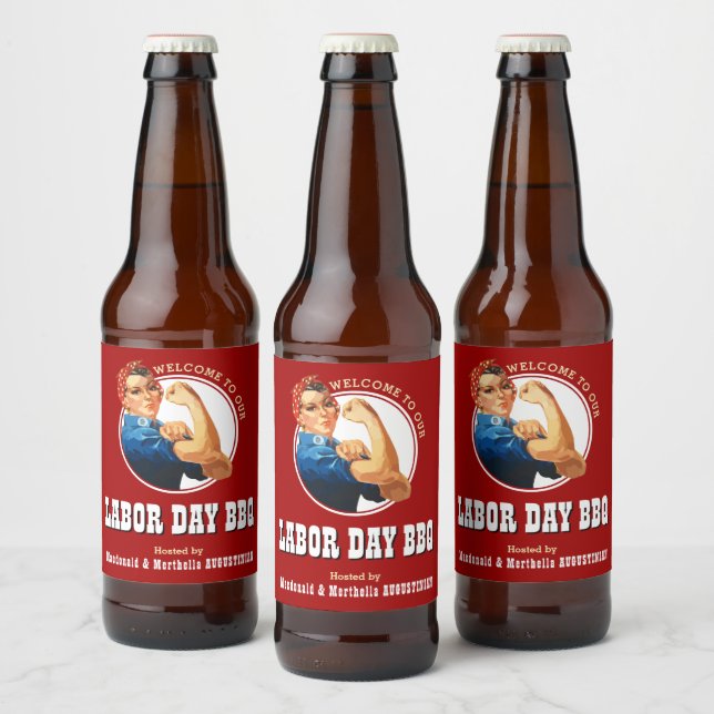 Étiquette Pour Bouteilles De Bière Rosie Riveter LABOR DAY BBQ (Bouteilles)