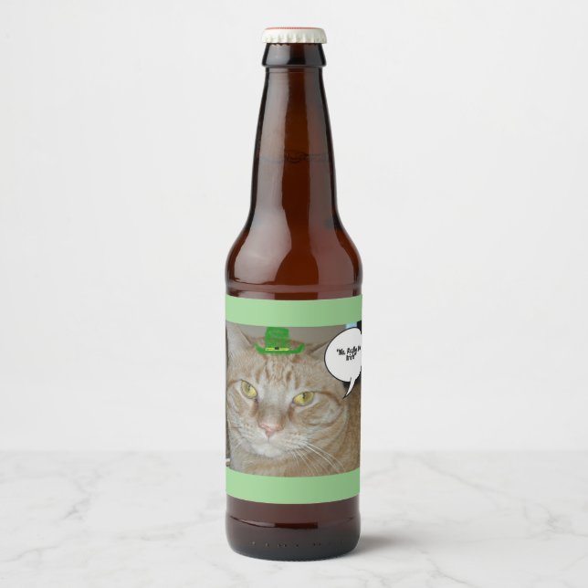 Étiquette Pour Bouteilles De Bière Saint Patrick's Day Tabby Cat (Devant)