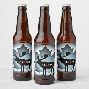 Étiquette Pour Bouteilles De Bière silhouette d'elfe et feuille d'érable