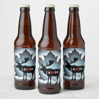 Étiquette Pour Bouteilles De Bière silhouette d'elfe et feuille d'érable