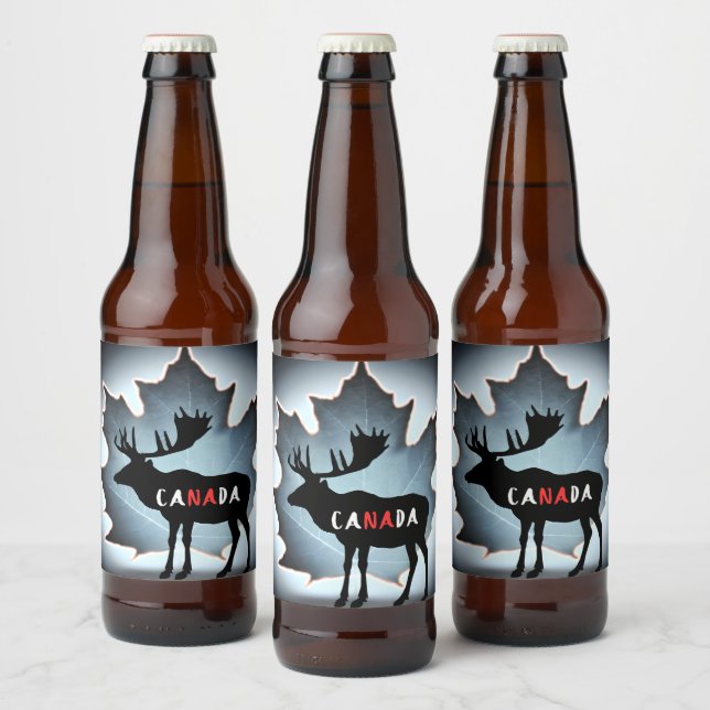 Étiquette Pour Bouteilles De Bière silhouette d'elfe et feuille d'érable (Bouteilles)