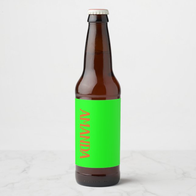 Étiquette Pour Bouteilles De Bière Simple & Modern Lime Green & Orange - Personalized (Devant)