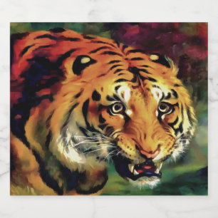 Étiquette Pour Bouteilles De Bière Snarling Tiger Portrait Artistique
