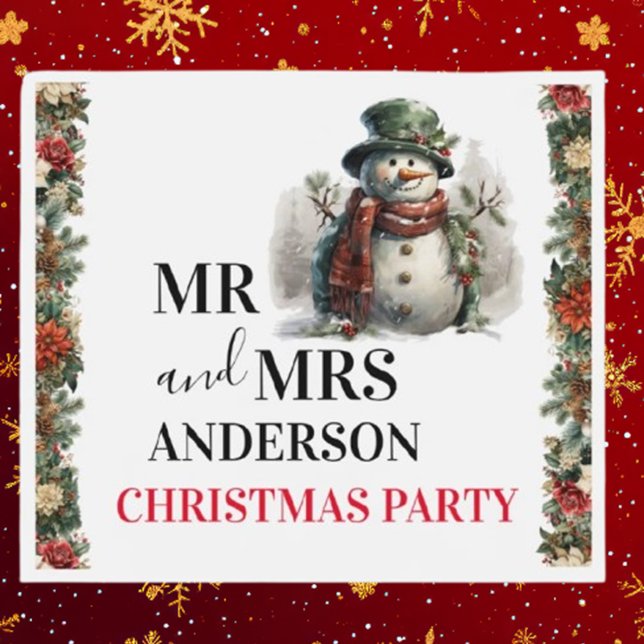 Étiquette Pour Bouteilles De Bière Snowman mignon Aquarelle souhaits de Noël (Celebrate the season with Brett's adorable watercolor snowman beer bottle label. )