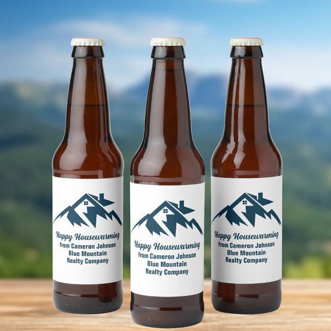 Étiquette Pour Bouteilles De Bière Société immobilière Mountain Marketing personnalis (Créateur téléchargé)
