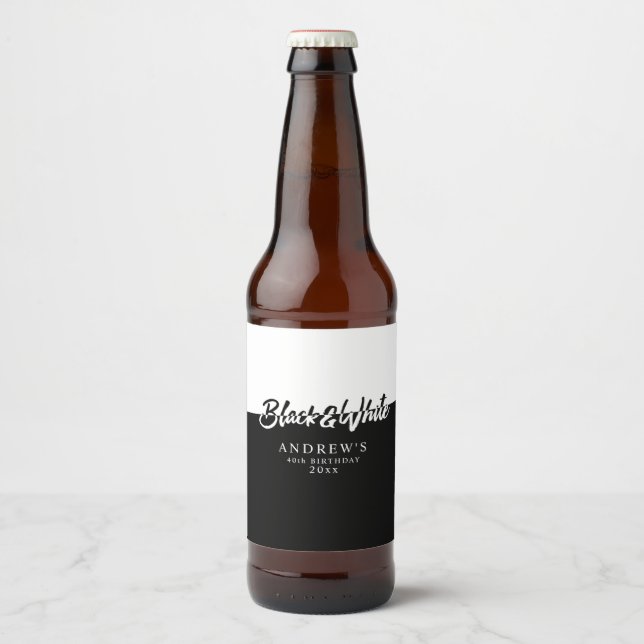 Étiquette Pour Bouteilles De Bière Soirée noire et blanche (Devant)