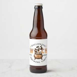 Étiquette Pour Bouteilles De Bière Sorcière Rétro Halloween qui Brasse