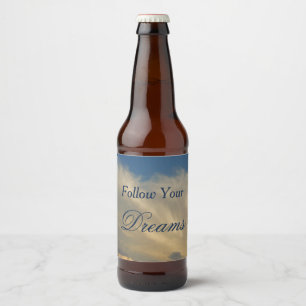 Étiquette Pour Bouteilles De Bière Suivez vos rêves Ciel Bleu Nuages Graduation