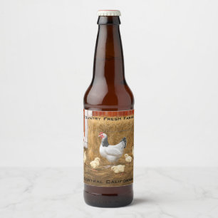 Étiquette Pour Bouteilles De Bière Sussex Chicken Mama Hen et Chicks