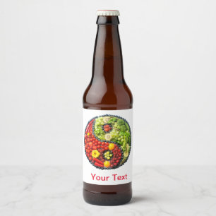 Étiquette Pour Bouteilles De Bière Symbole de yang de yin d'amour de fruits et